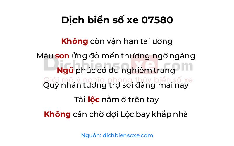 Dịch thơ biển số 07580