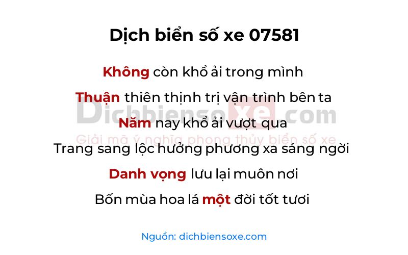 Dịch thơ biển số 07581