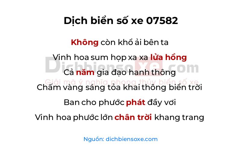 Dịch thơ biển số 07582