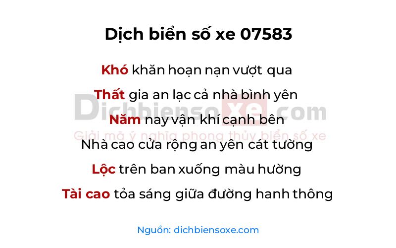 Dịch thơ biển số 07583