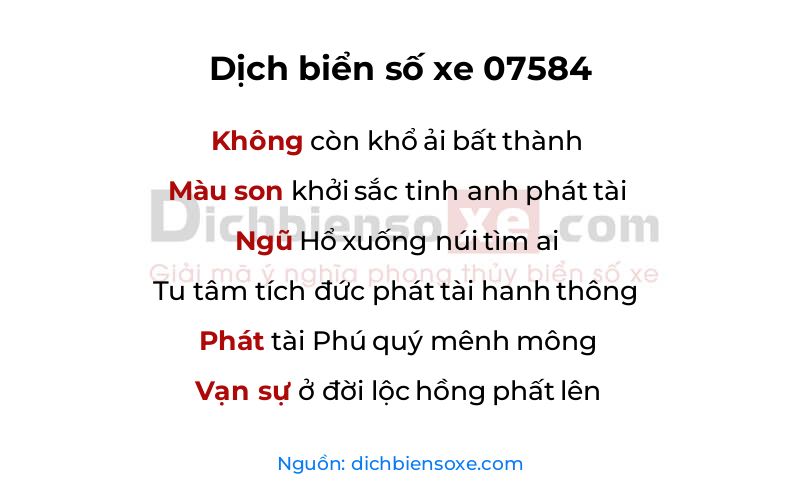 Dịch thơ biển số 07584