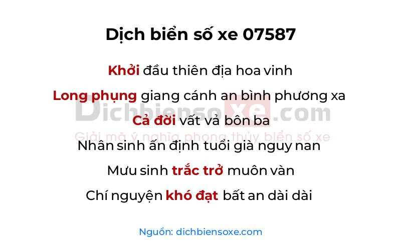 Dịch thơ biển số 07587