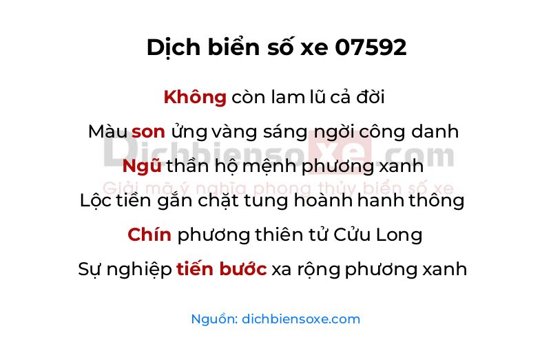 Dịch thơ biển số 07592