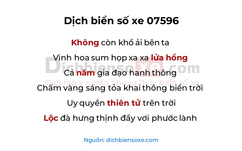 Dịch thơ biển số 07596