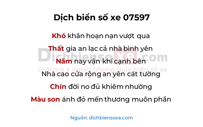 Dịch thơ biển số 07597