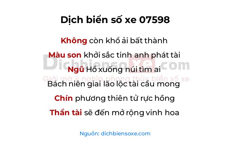 Dịch thơ biển số 07598