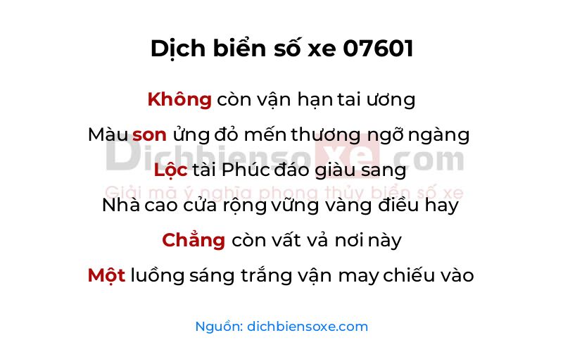 Dịch thơ biển số 07601