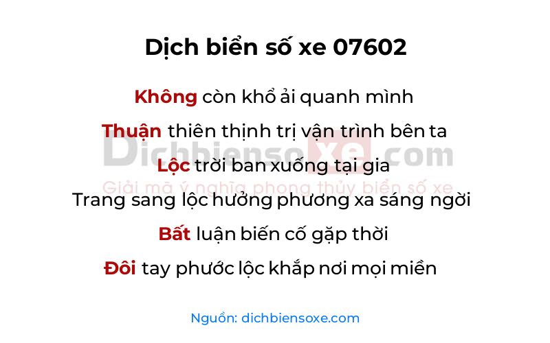 Dịch thơ biển số 07602