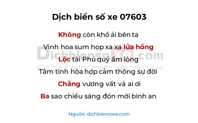 Dịch thơ biển số 07603