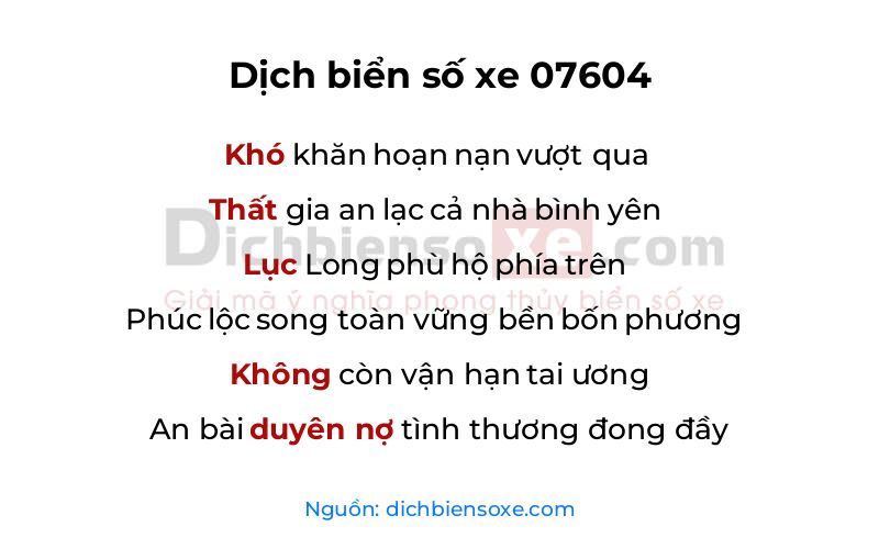 Dịch thơ biển số 07604