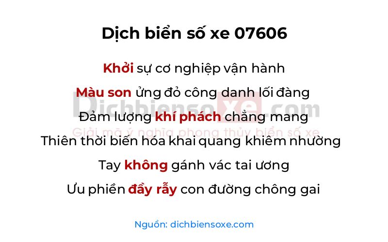 Dịch thơ biển số 07606