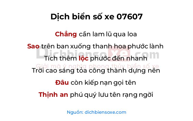 Dịch thơ biển số 07607