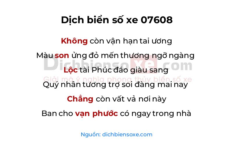 Dịch thơ biển số 07608