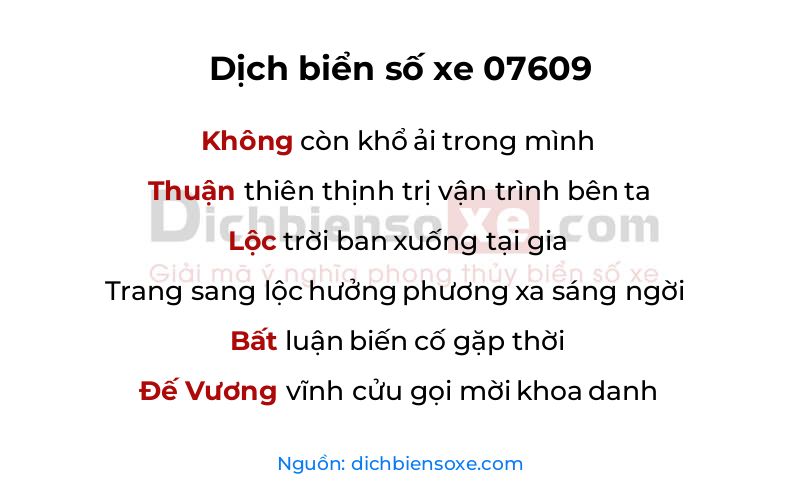 Dịch thơ biển số 07609