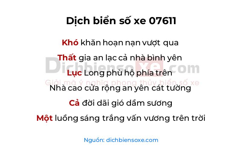 Dịch thơ biển số 07611