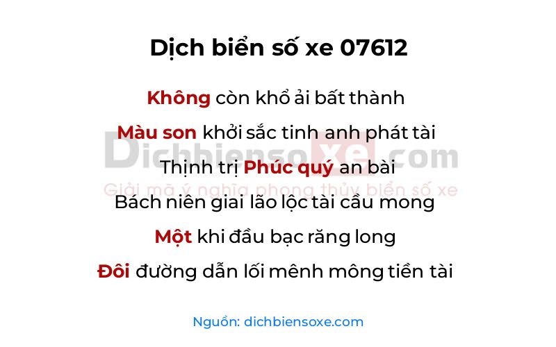 Dịch thơ biển số 07612