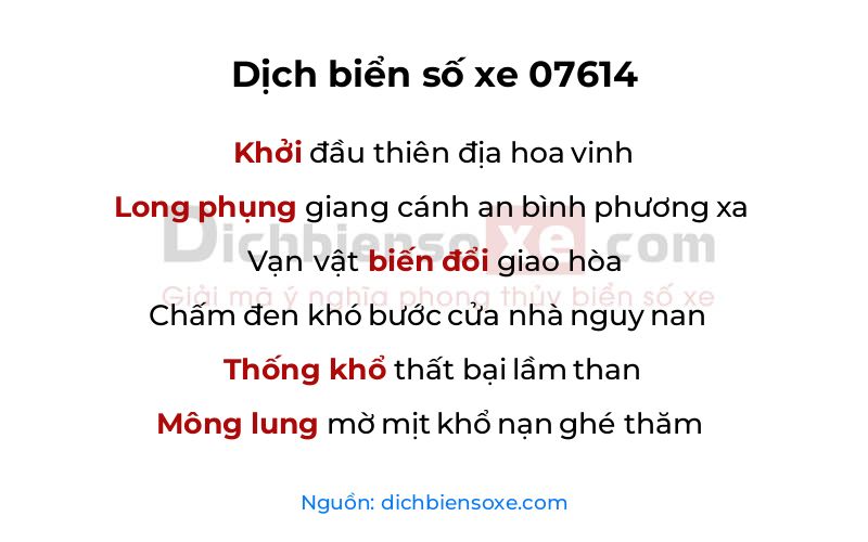 Dịch thơ biển số 07614