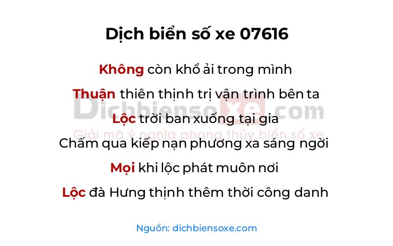 Dịch thơ biển số 07616