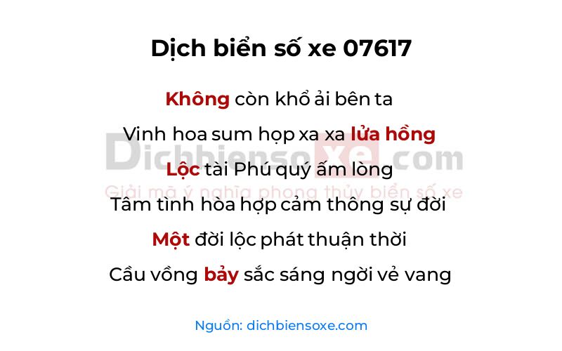 Dịch thơ biển số 07617