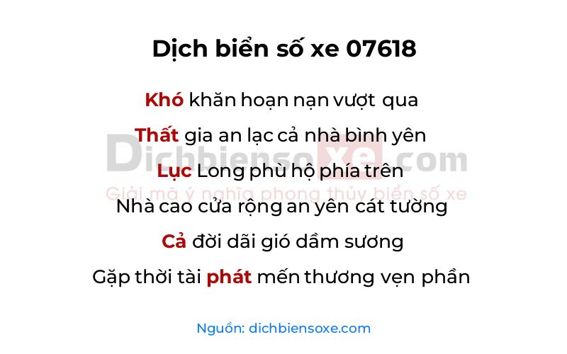 Dịch thơ biển số 07618