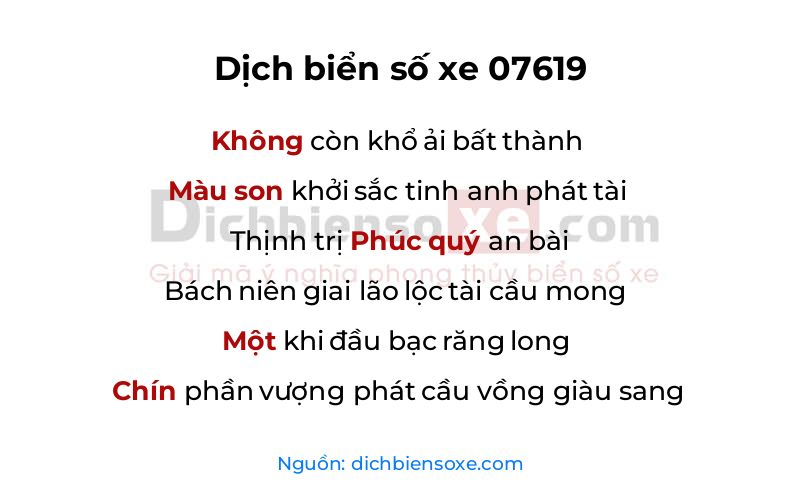 Dịch thơ biển số 07619
