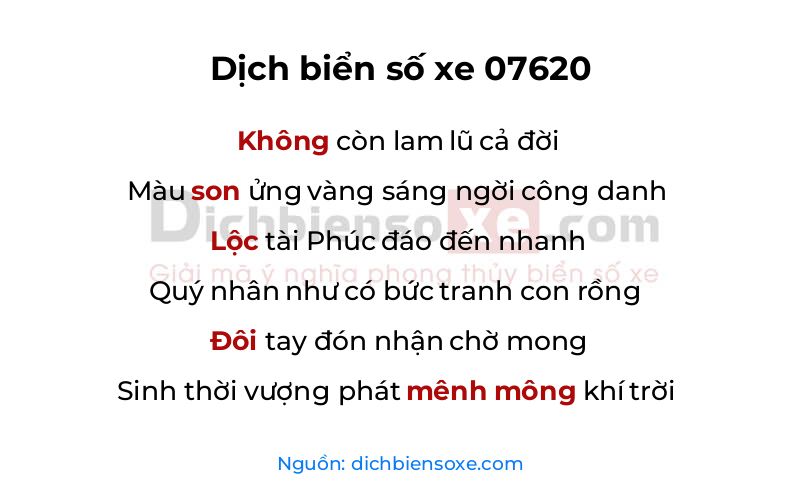 Dịch thơ biển số 07620