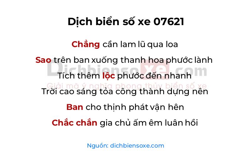Dịch thơ biển số 07621