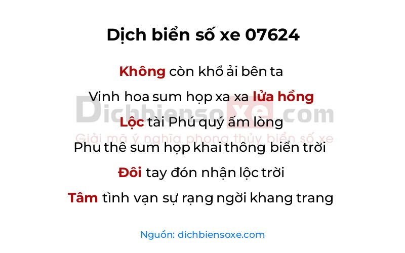 Dịch thơ biển số 07624