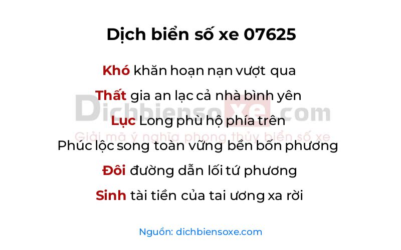 Dịch thơ biển số 07625