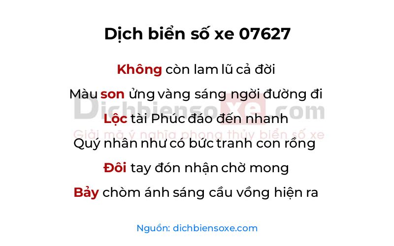 Dịch thơ biển số 07627