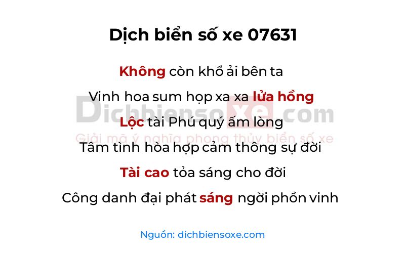 Dịch thơ biển số 07631