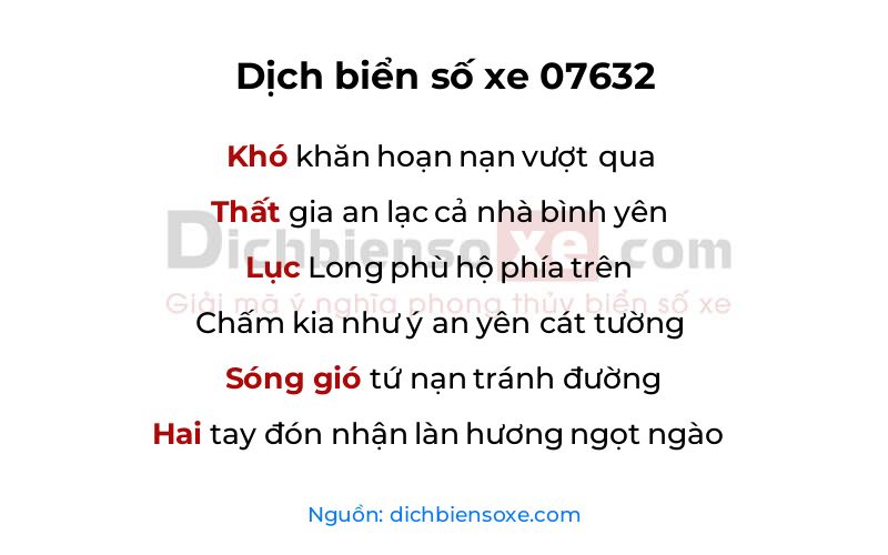 Dịch thơ biển số 07632