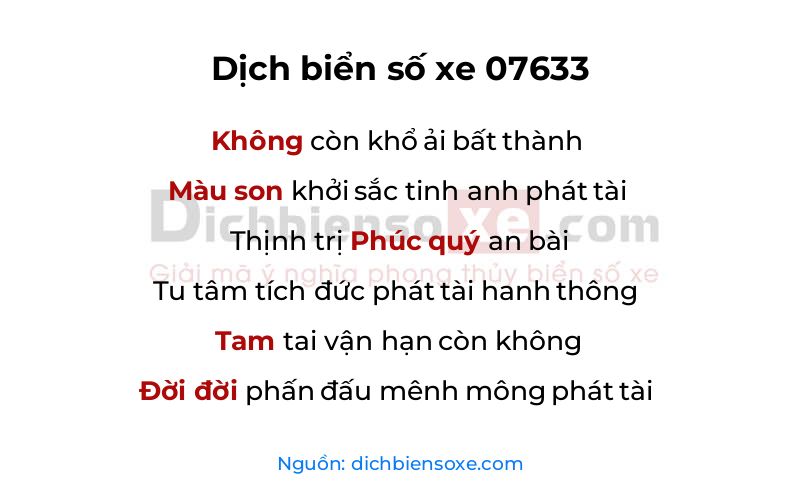 Dịch thơ biển số 07633