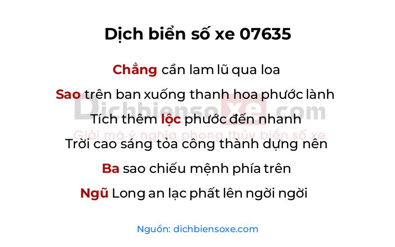 Dịch thơ biển số 07635