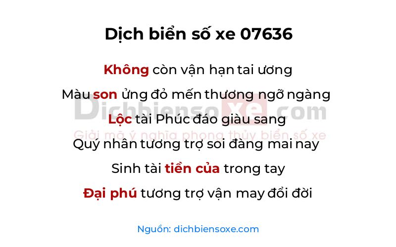 Dịch thơ biển số 07636