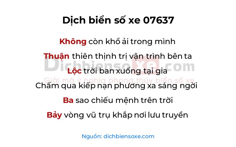 Dịch thơ biển số 07637
