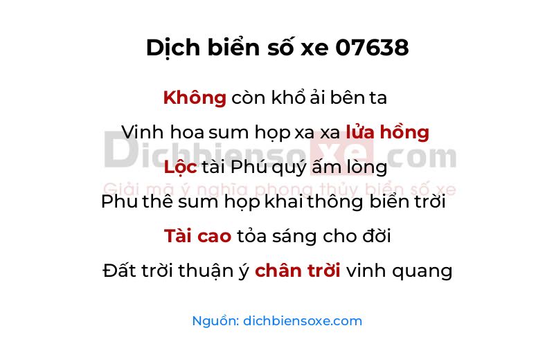Dịch thơ biển số 07638