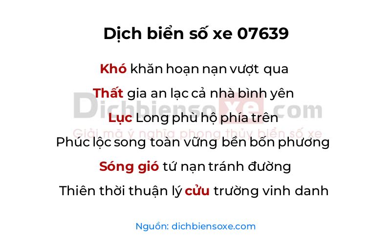 Dịch thơ biển số 07639