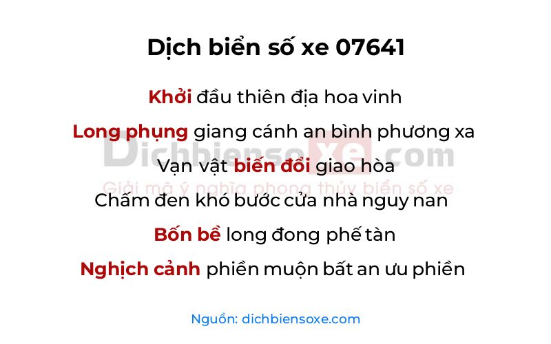 Dịch thơ biển số 07641