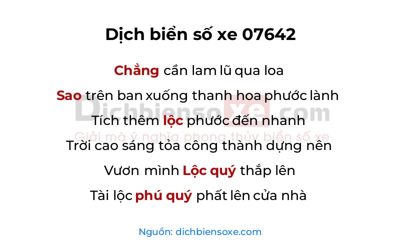 Dịch thơ biển số 07642