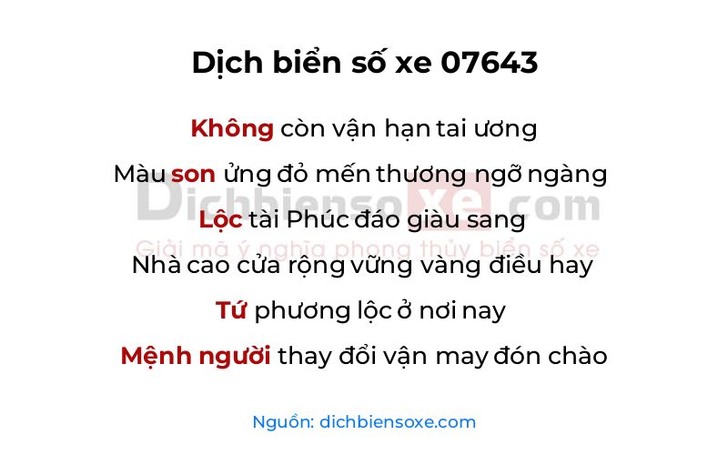 Dịch thơ biển số 07643