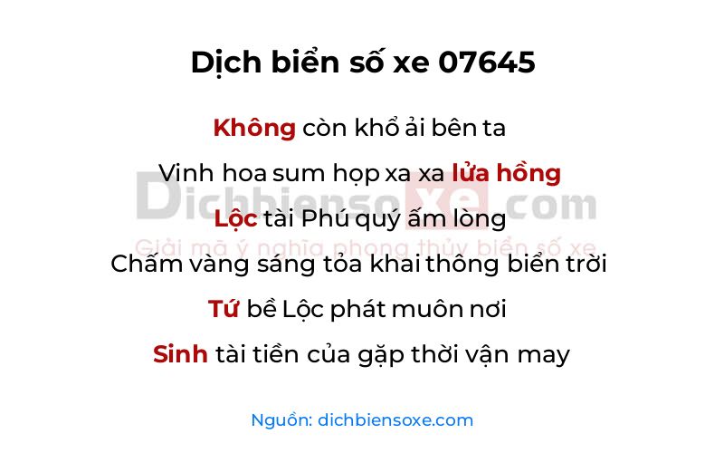 Dịch thơ biển số 07645