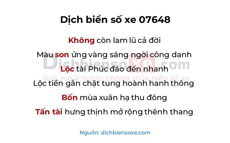 Dịch thơ biển số 07648