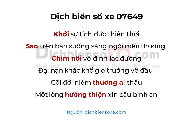 Dịch thơ biển số 07649