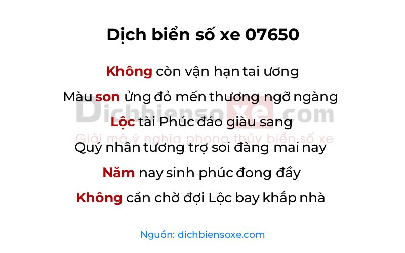 Dịch thơ biển số 07650