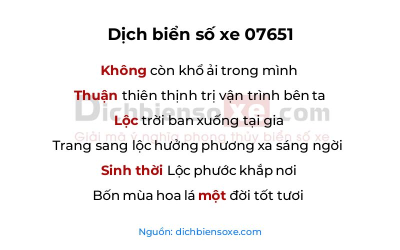 Dịch thơ biển số 07651