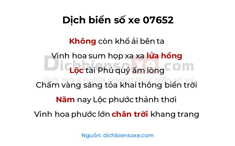 Dịch thơ biển số 07652