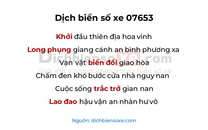 Dịch thơ biển số 07653