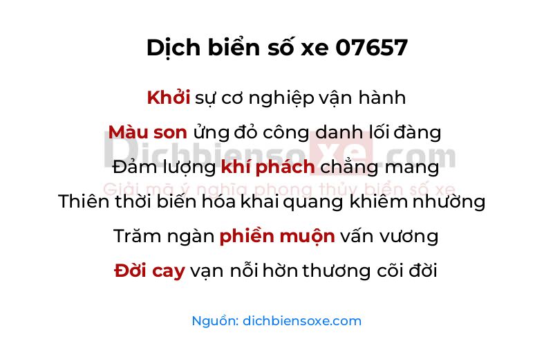 Dịch thơ biển số 07657