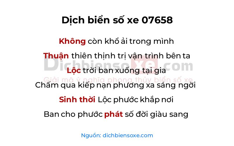 Dịch thơ biển số 07658